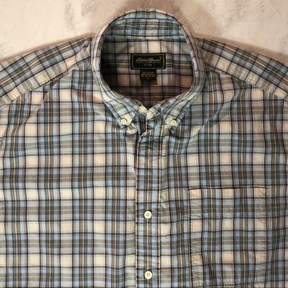 EUC Eddie Bauer Short Sleeve Plaid Shirt XL